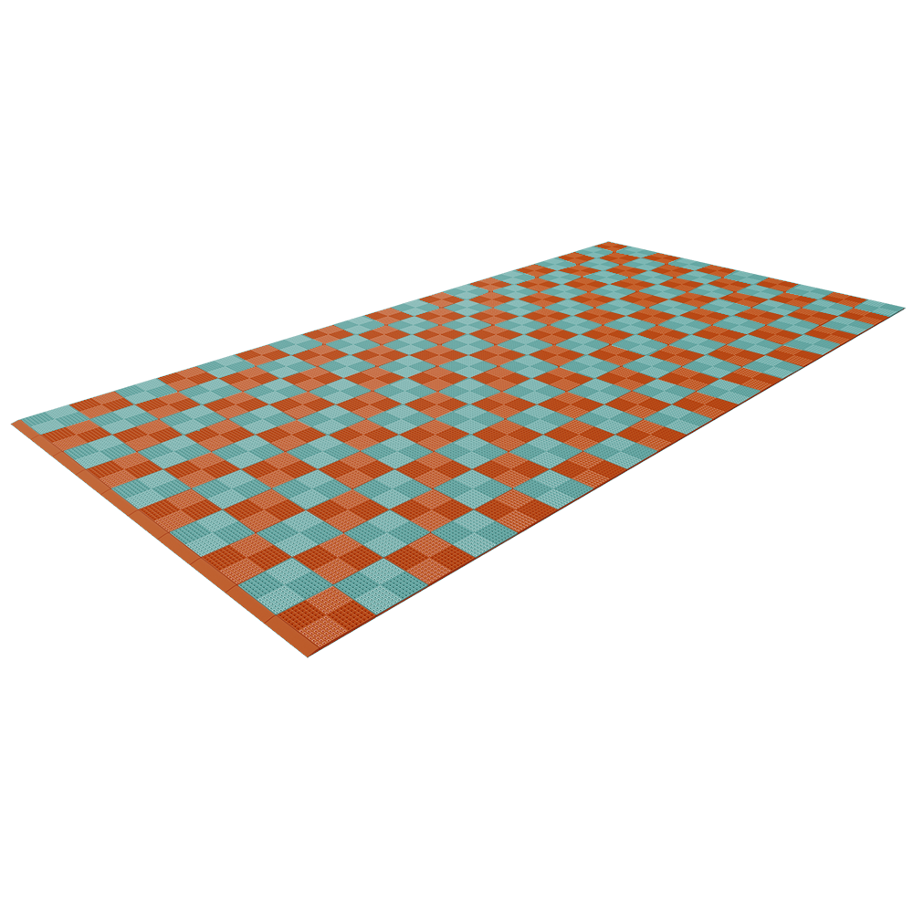 Light Green / Pumpkin Orange - Chequered Full Garage Pack Kit of Upflor® Garage Flooring Pack Versoflor   